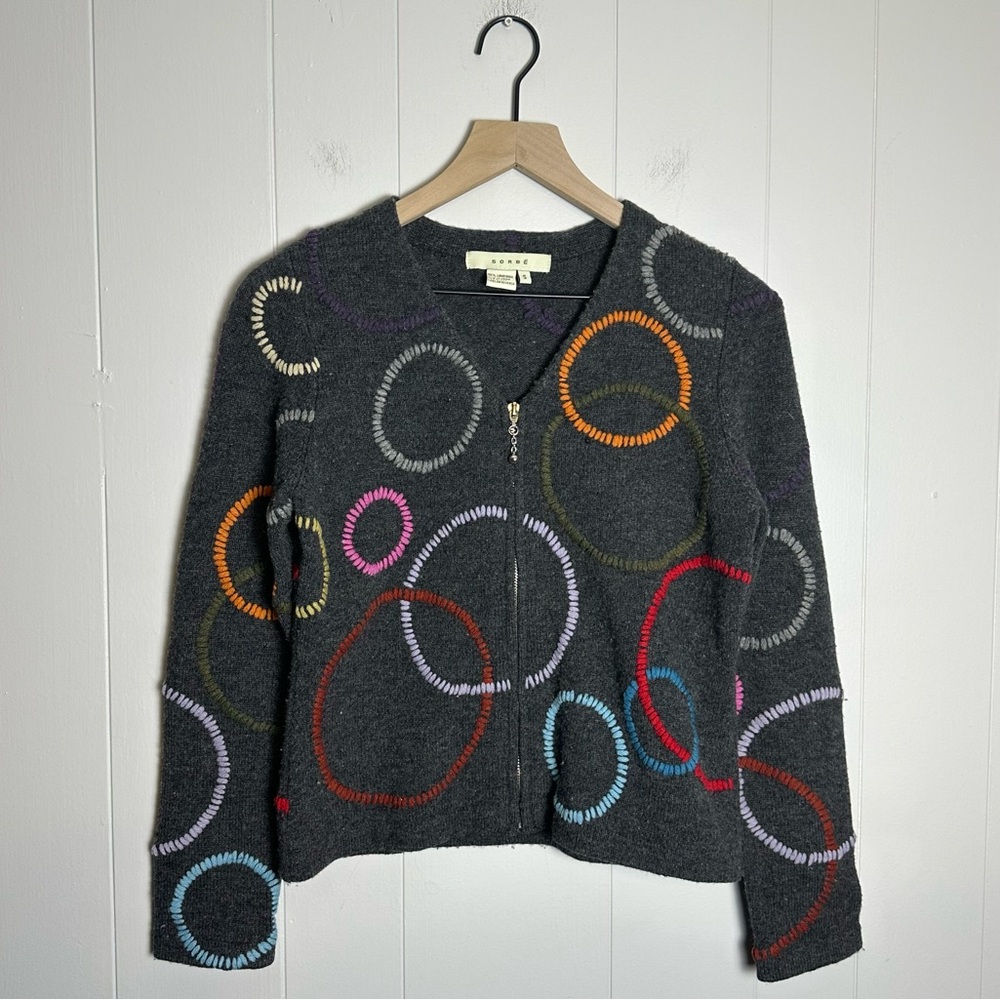Vintage 100% Lambswool Colorful Zip-up